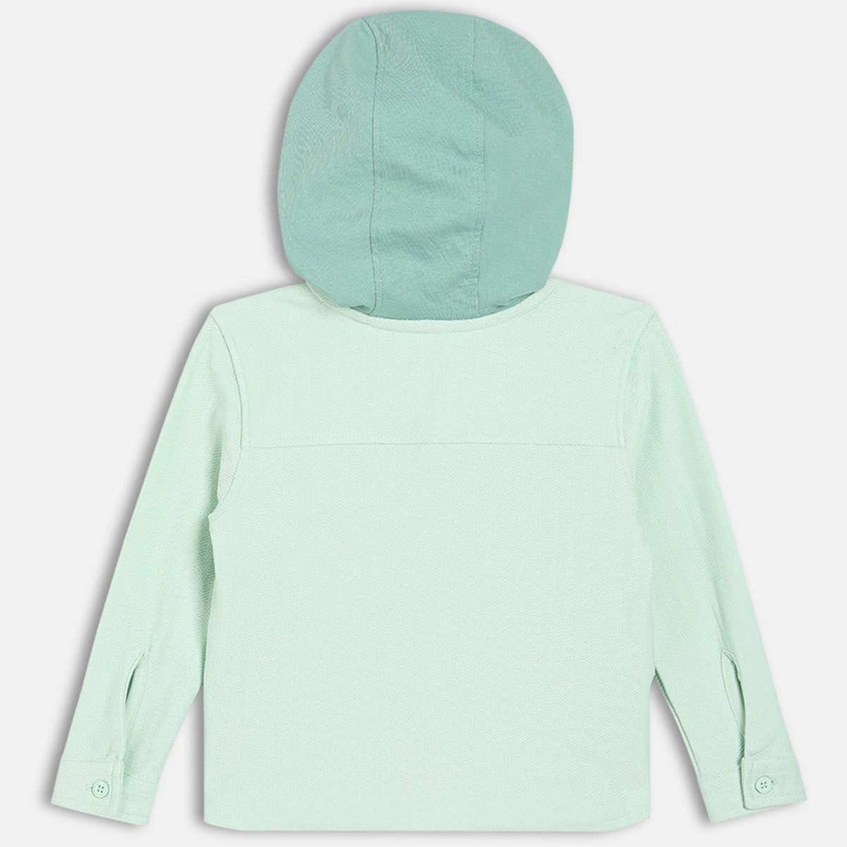 Boys Green Hooded Solid Shirt