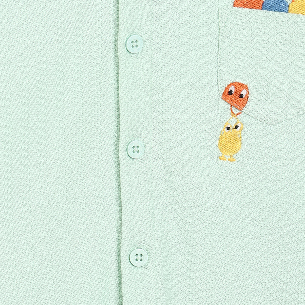 Boys Green Hooded Solid Shirt