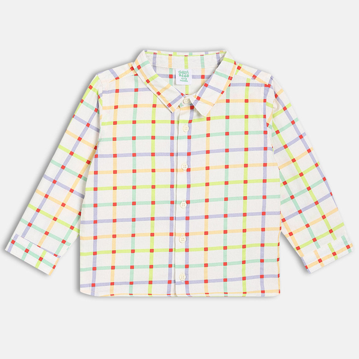 Boys Cotton Full Sleeves Checked Shirt - White