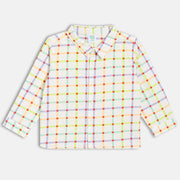 Boys Cotton Full Sleeves Checked Shirt - White
