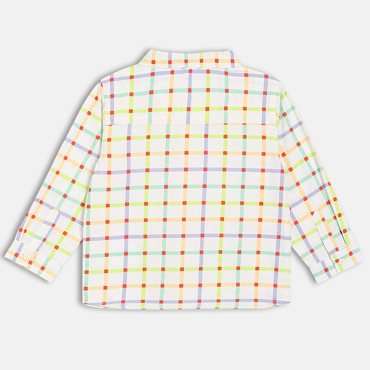 Boys Cotton Full Sleeves Checked Shirt - White