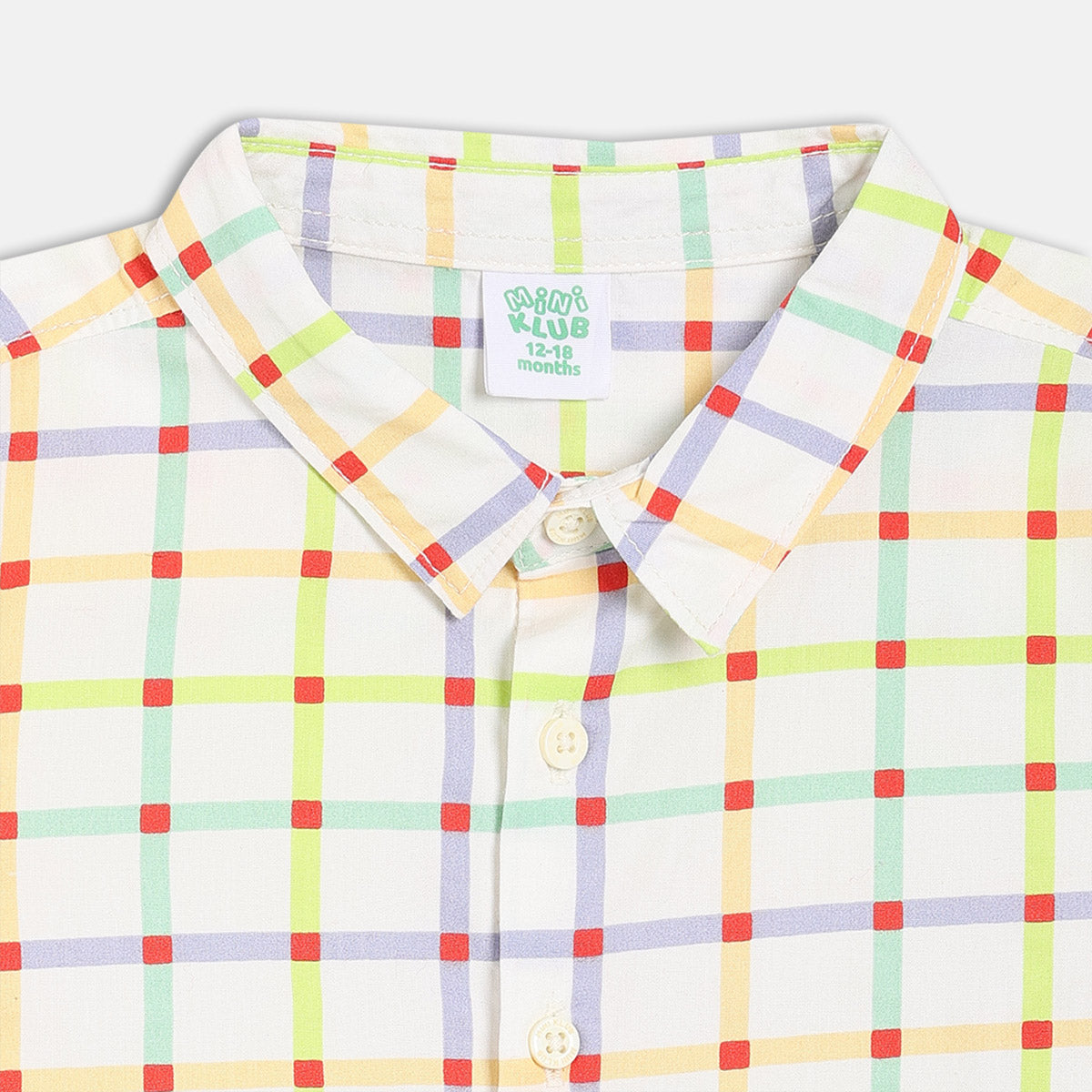 Boys Cotton Full Sleeves Checked Shirt - White