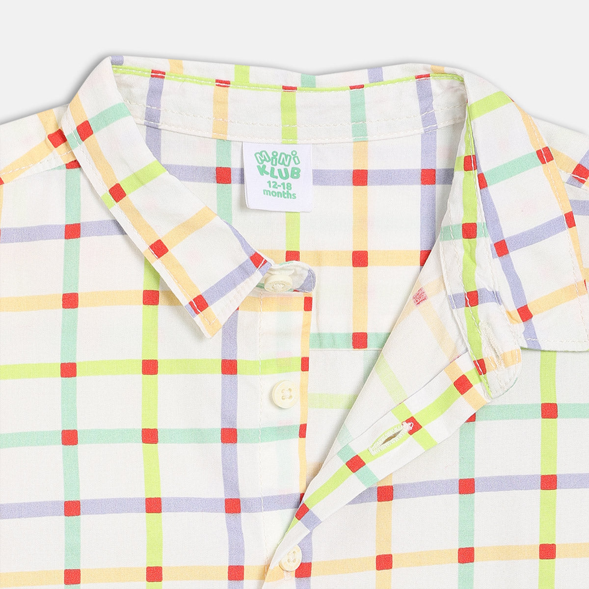 Boys Cotton Full Sleeves Checked Shirt - White