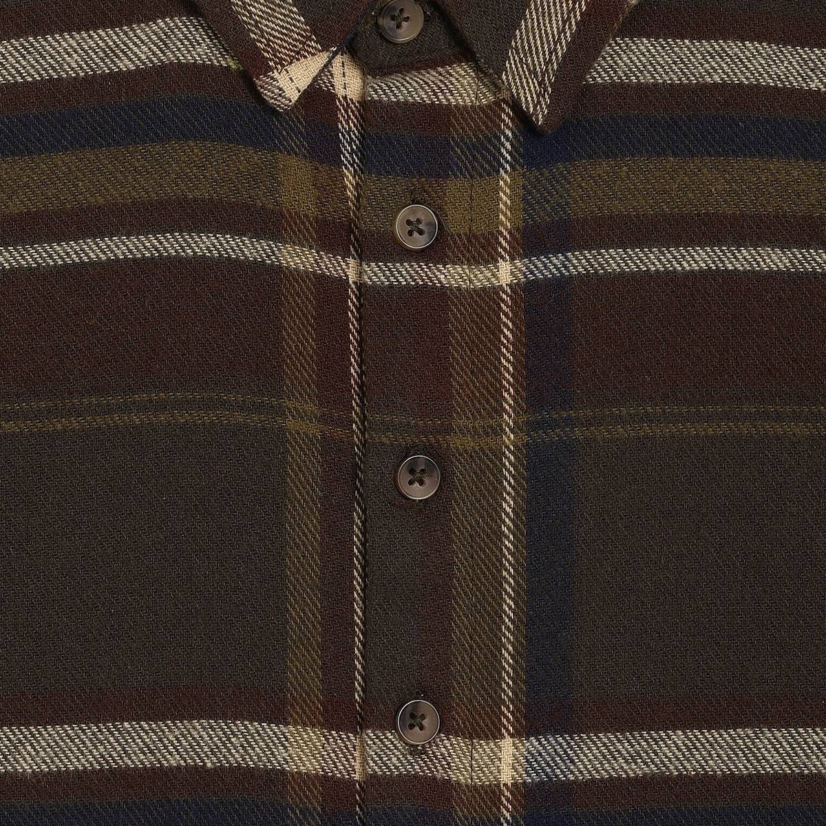 Boys Cotton Full Sleeves Checked Shirt - Brown