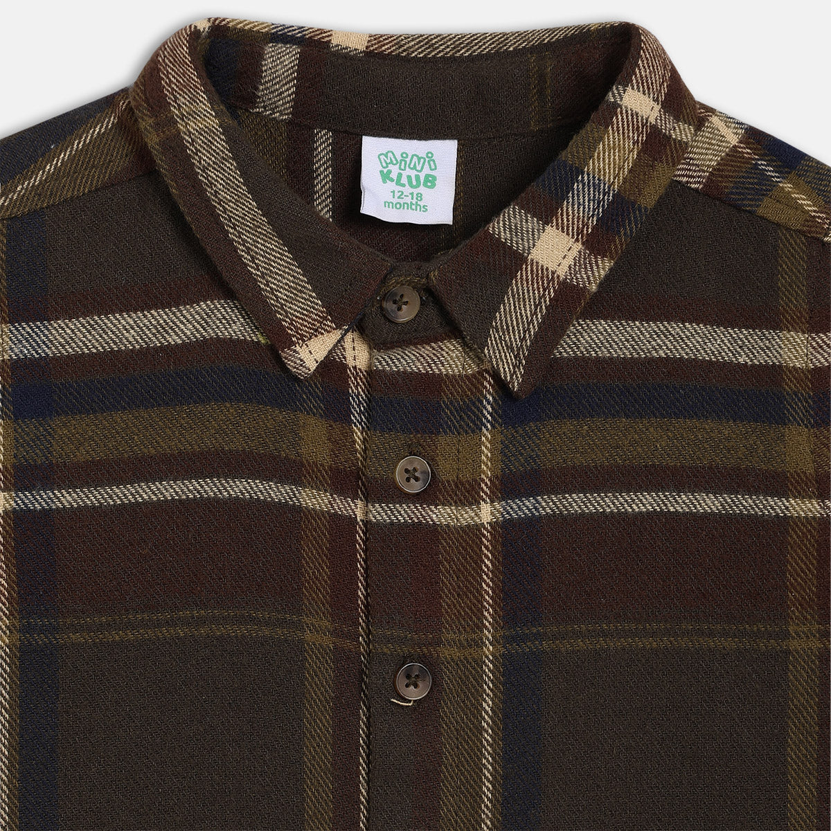 Boys Olive Collar Full Sleeve Shirt