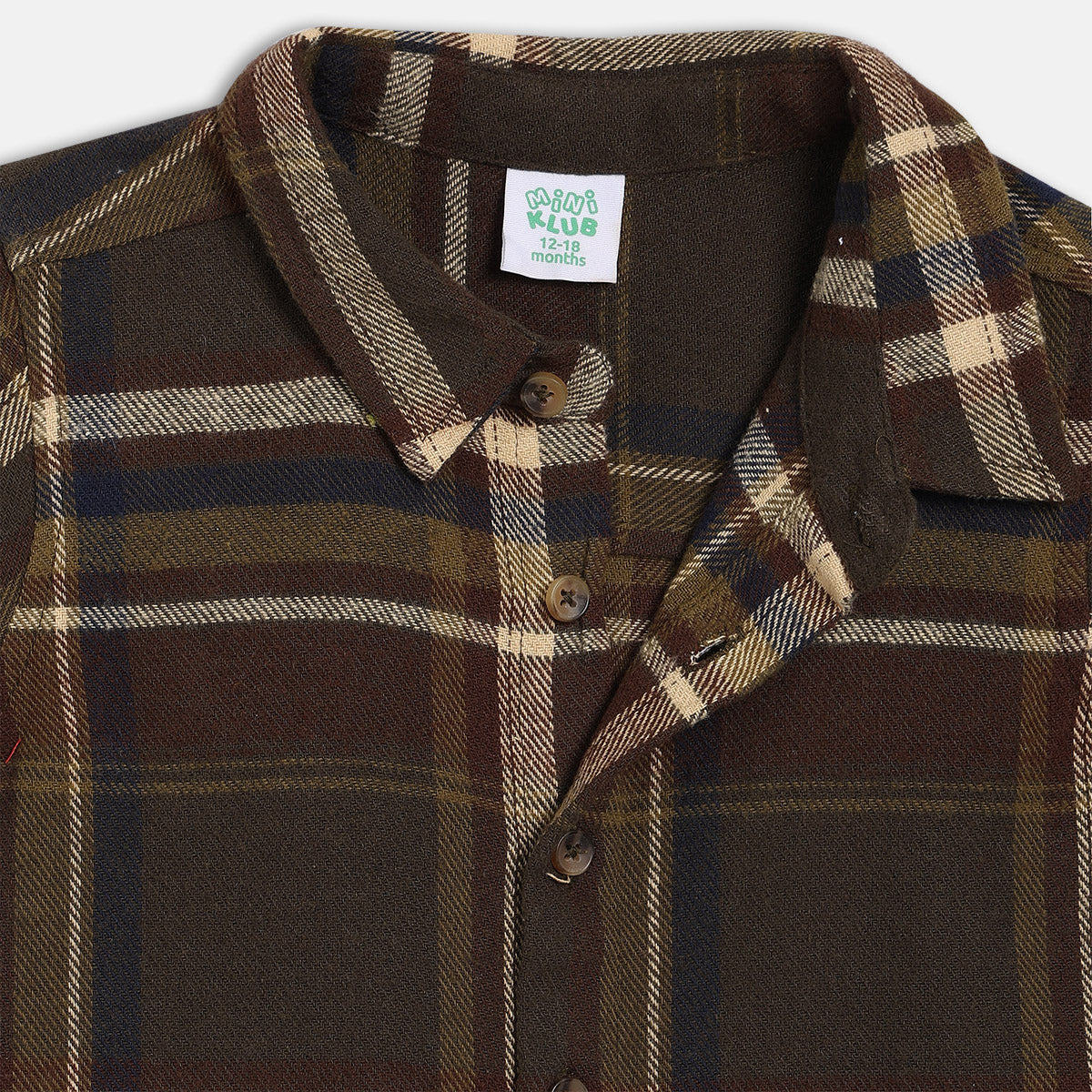 Boys Olive Collar Full Sleeve Shirt