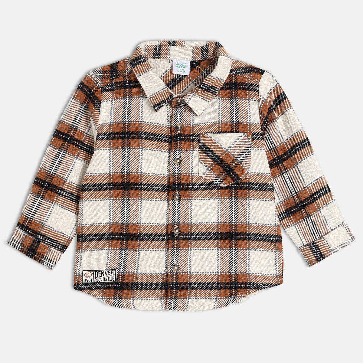 Boys Brown Collar Full Sleeve Shirt