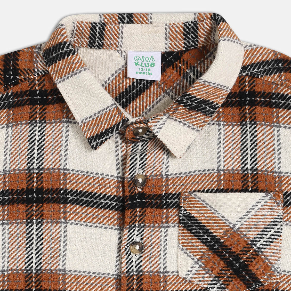 Boys Brown Collar Full Sleeve Shirt
