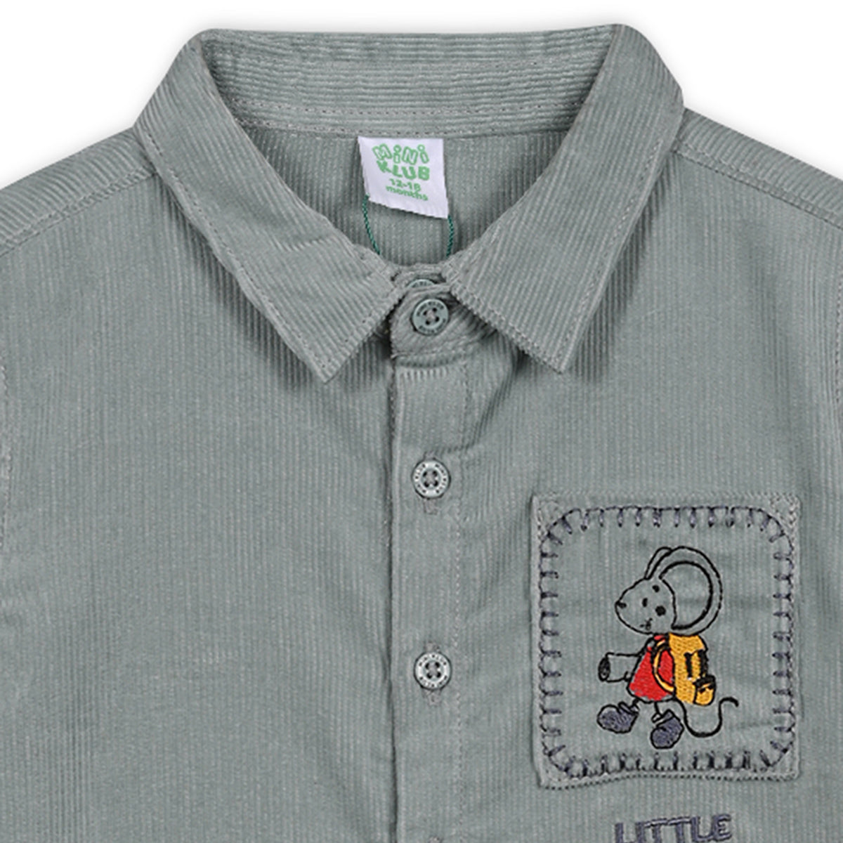 Boys Cotton Full Sleeves Solid Shirt - Grey
