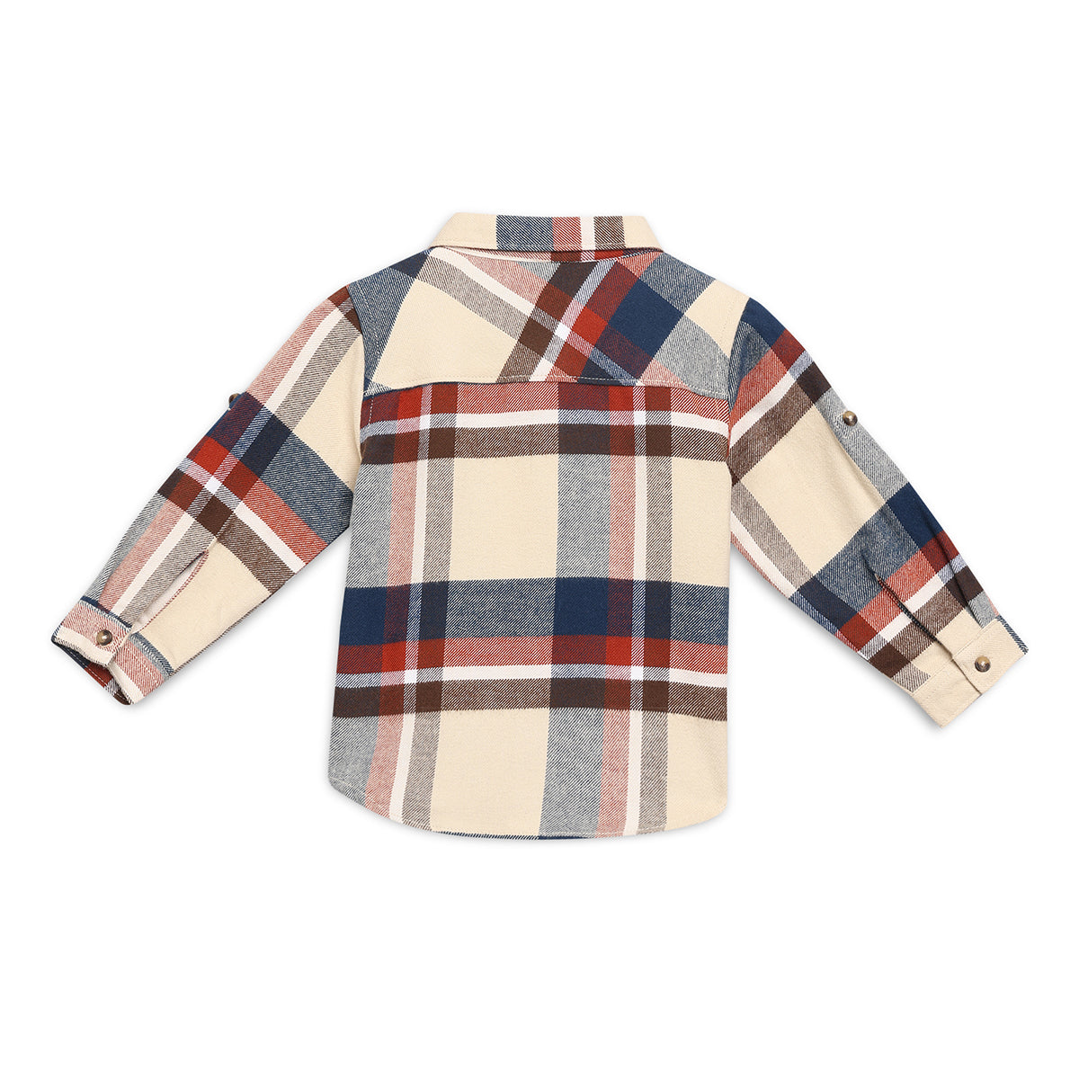 Boys Cotton Full Sleeves Checked Shirt - Beige