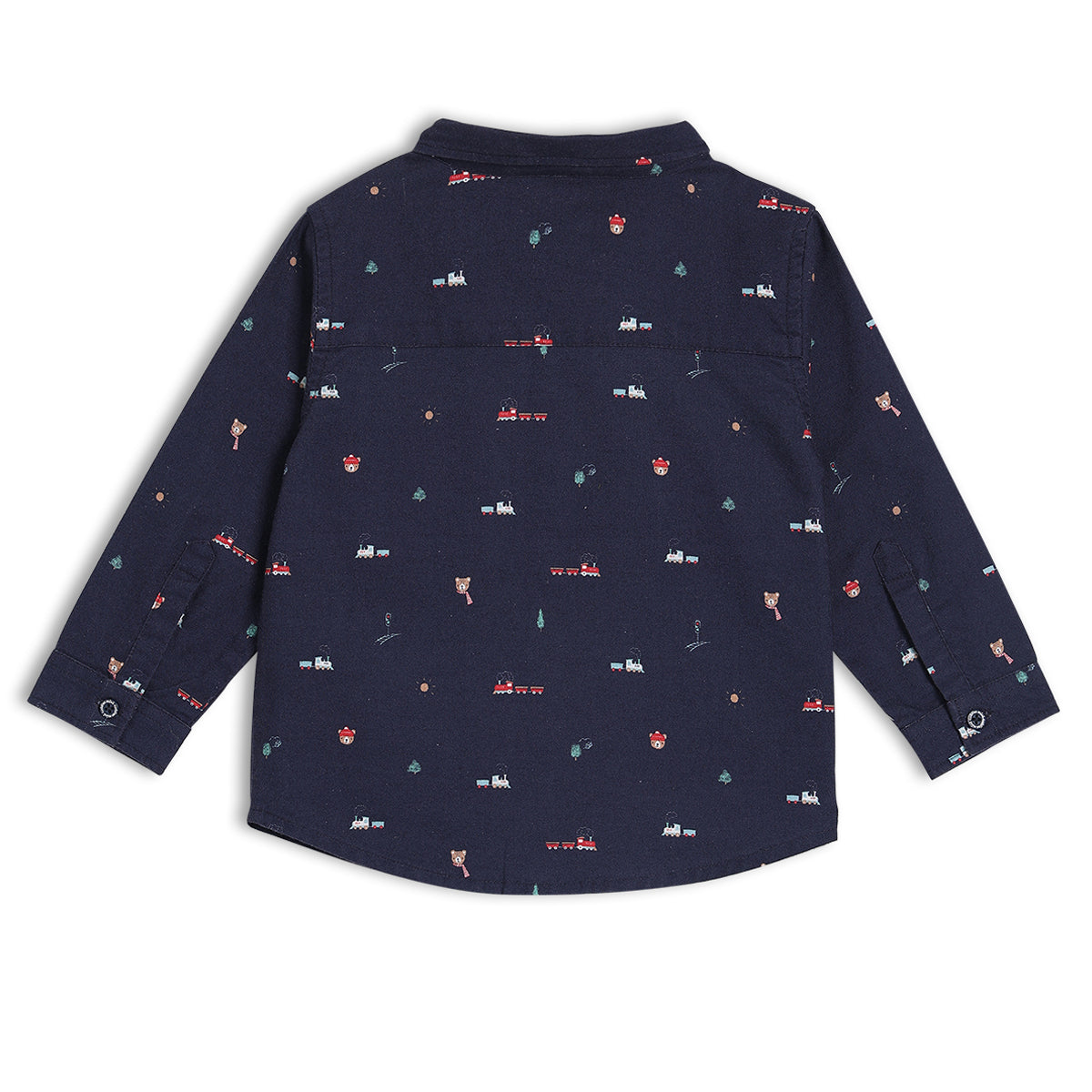 Baby Boys Train Printed Shirt, Navy Blue