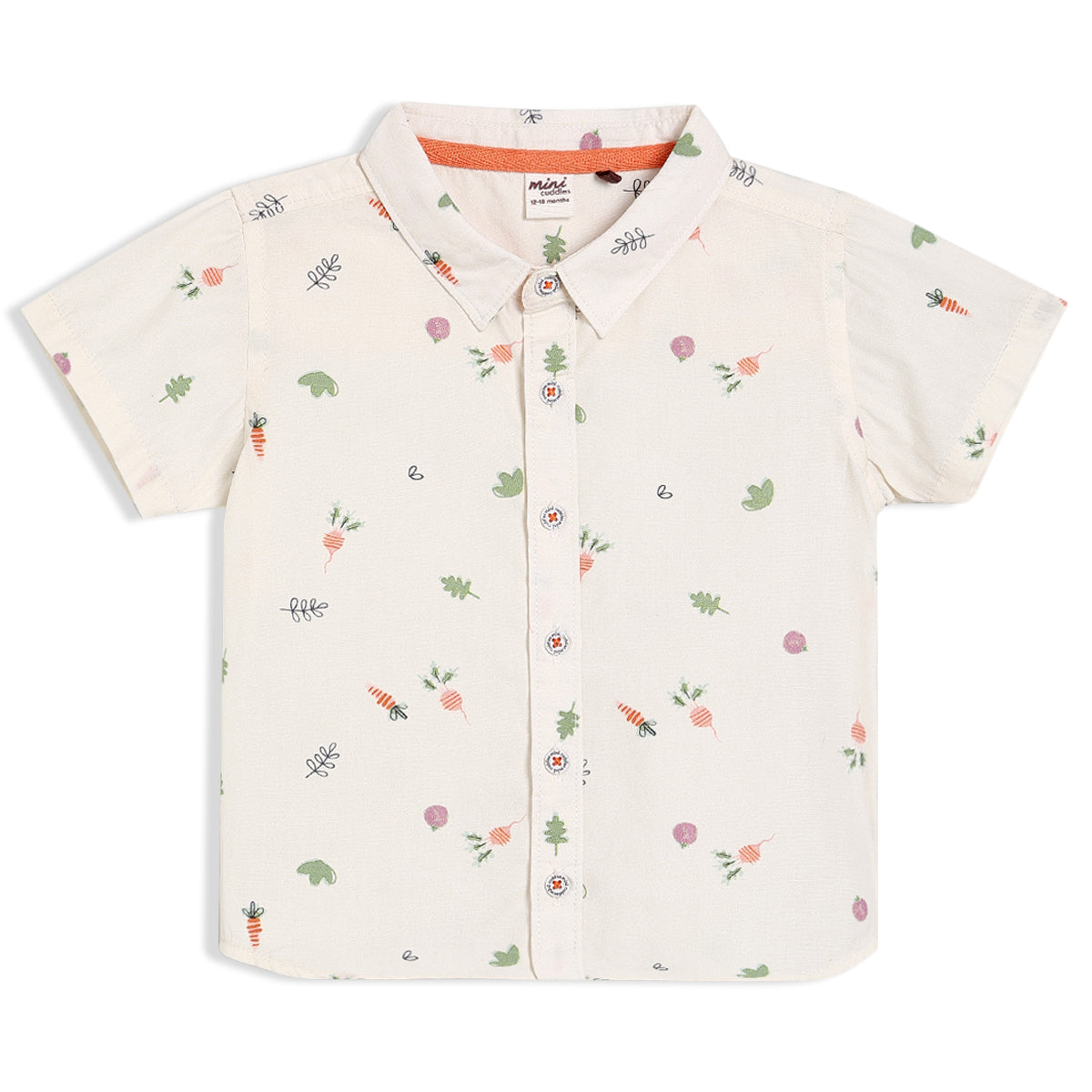 Boys Cream Collar Half Sleeve Shirt