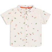 Boys Cream Collar Half Sleeve Shirt