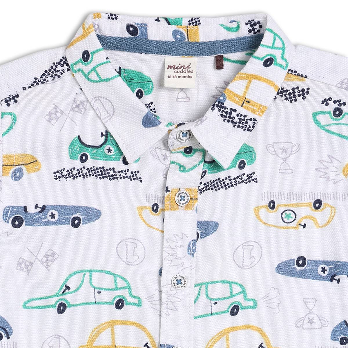 Boys White Collar Half Sleeve Shirt