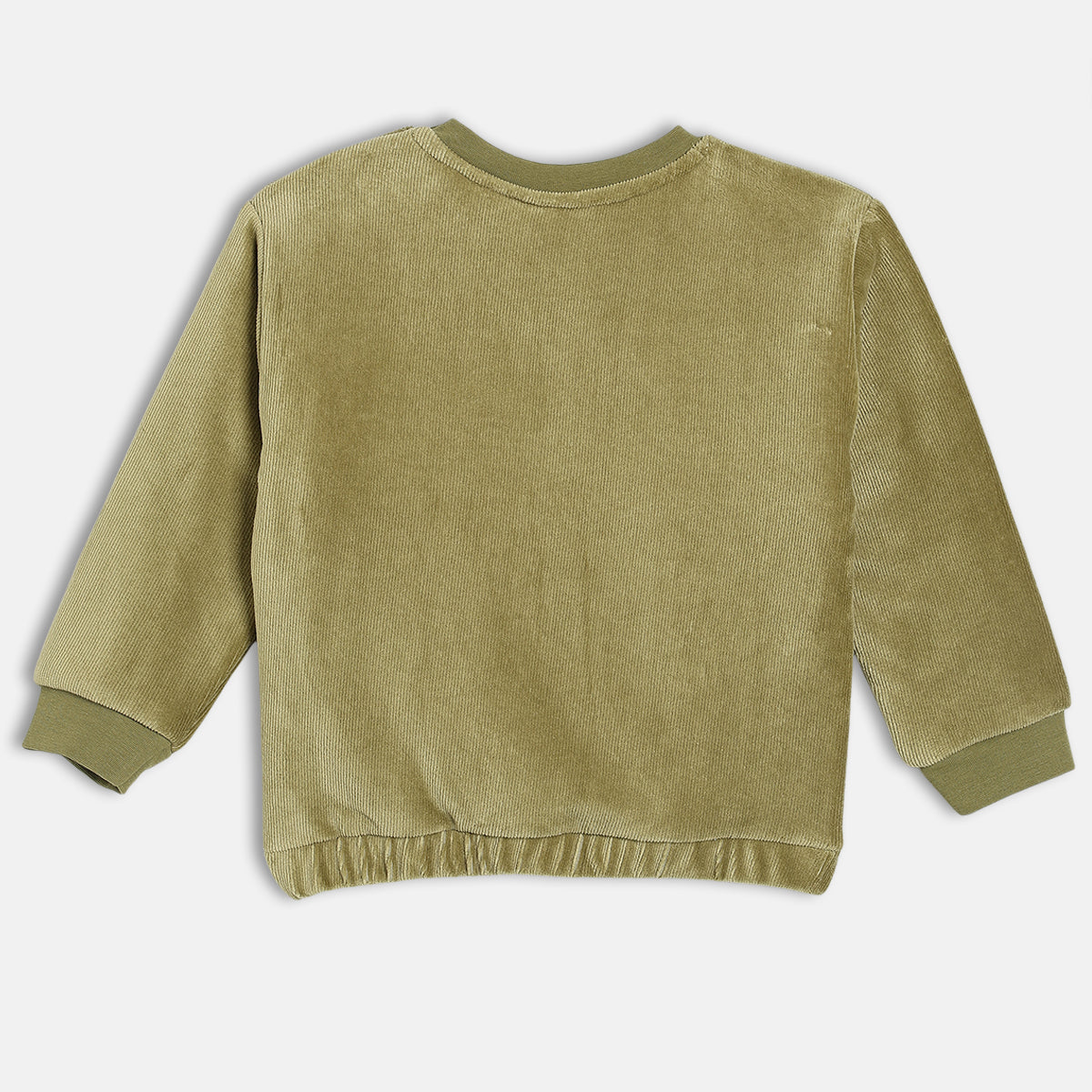 Boys Cotton Full Sleeves Text Embroidered Sweatshirt, Olive
