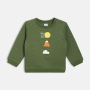 Boys Green Collared Checked Sweat Shirt