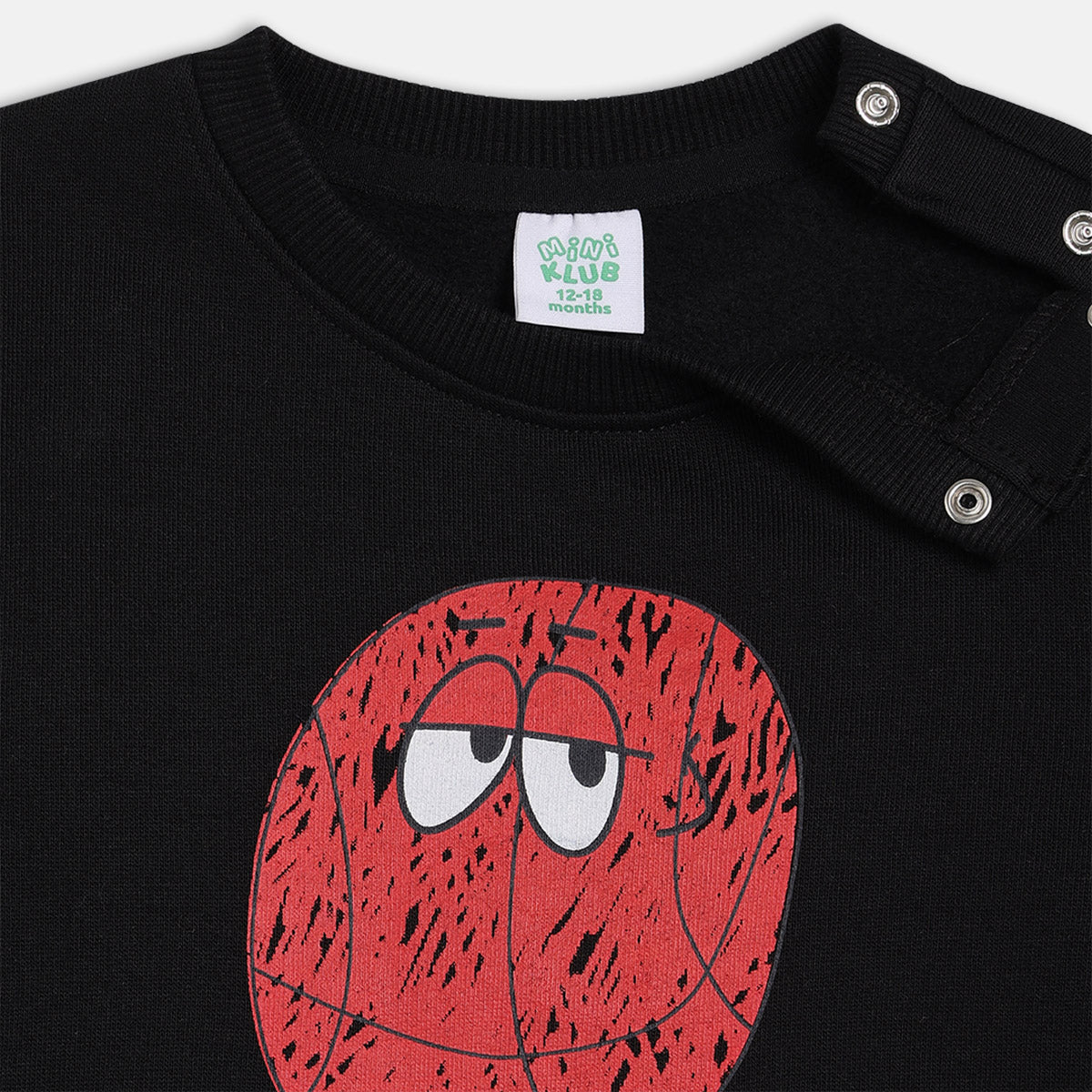 Boys Black Round Neck Full Sleeve Sweat Shirt