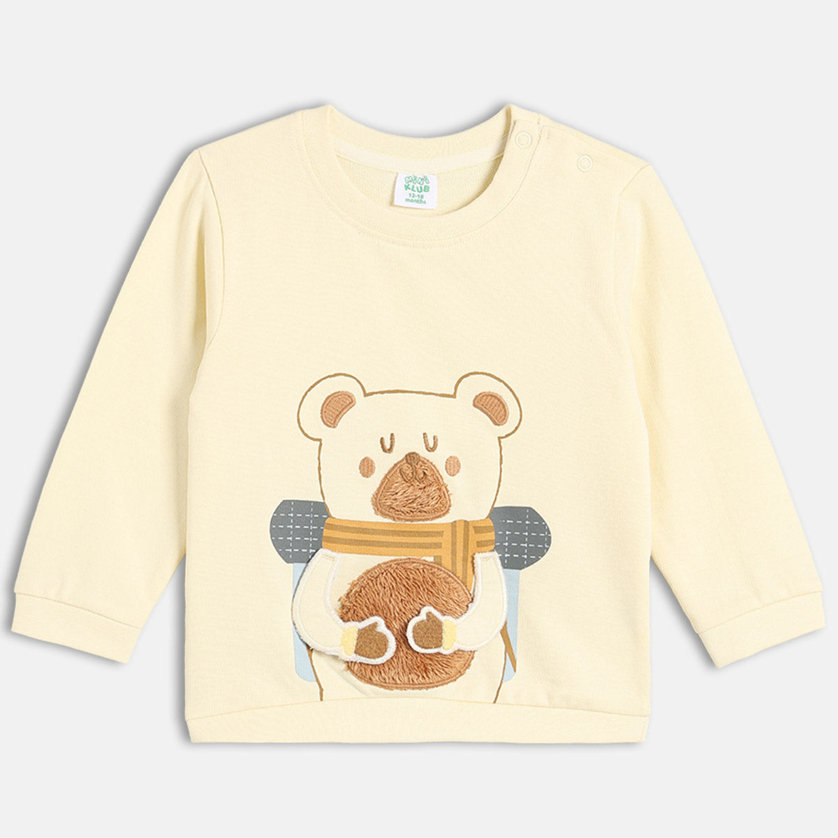 Boys White Round Neck Full Sleeve Sweat Shirt