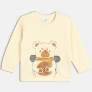 Boys White Round Neck Full Sleeve Sweat Shirt