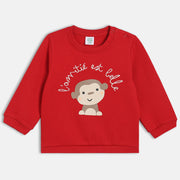 Boys Cotton Full Sleeves Animal Printed Sweatshirt - Red