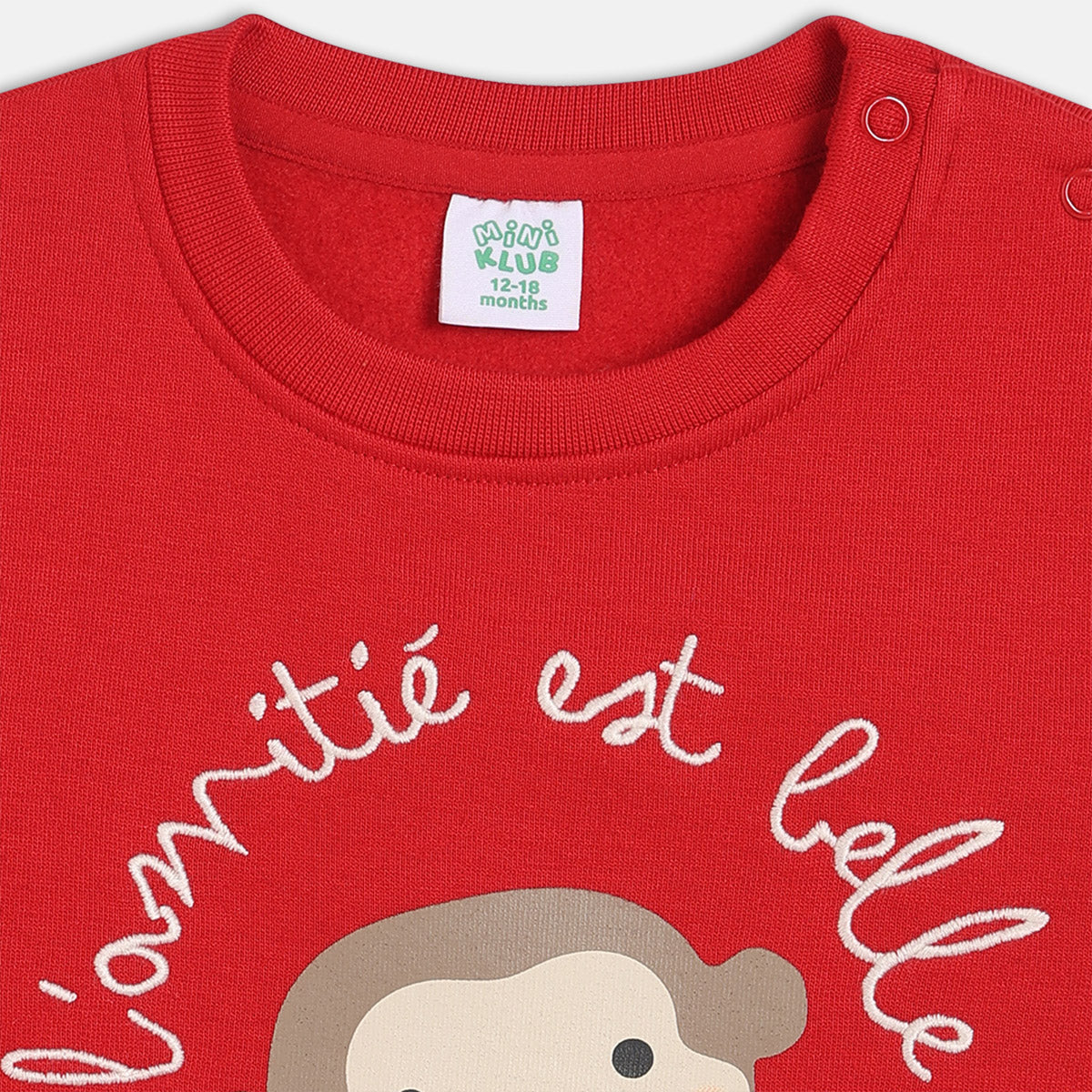 Boys Cotton Full Sleeves Animal Printed Sweatshirt - Red