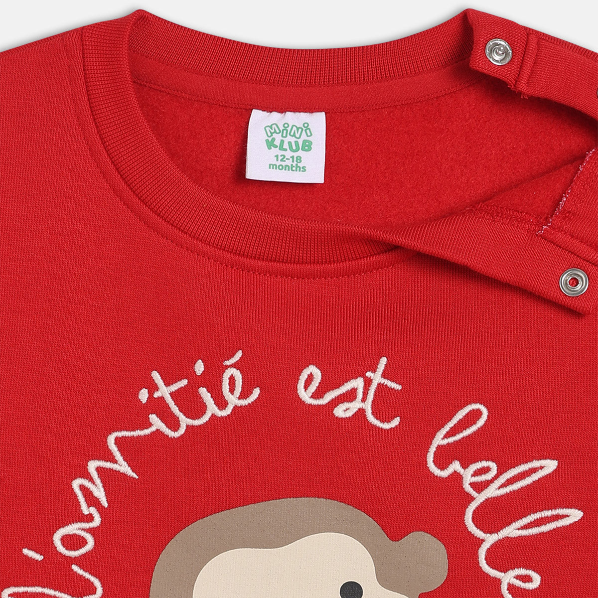 Boys Cotton Full Sleeves Animal Printed Sweatshirt - Red