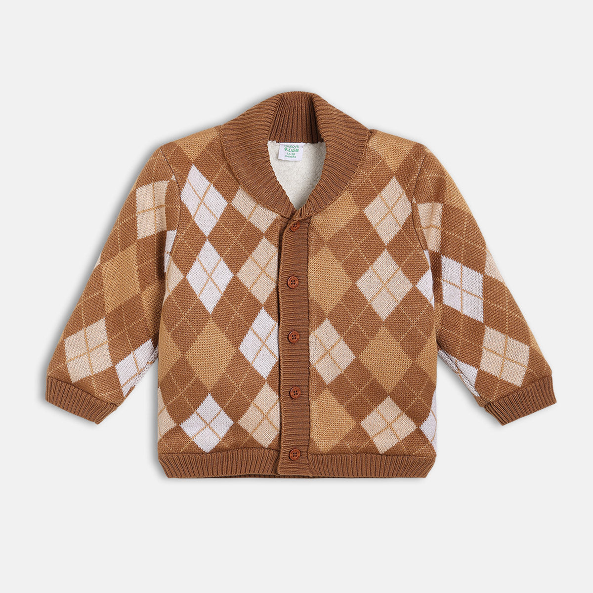Boys Brown V-Neck Full Sleeve Sweater