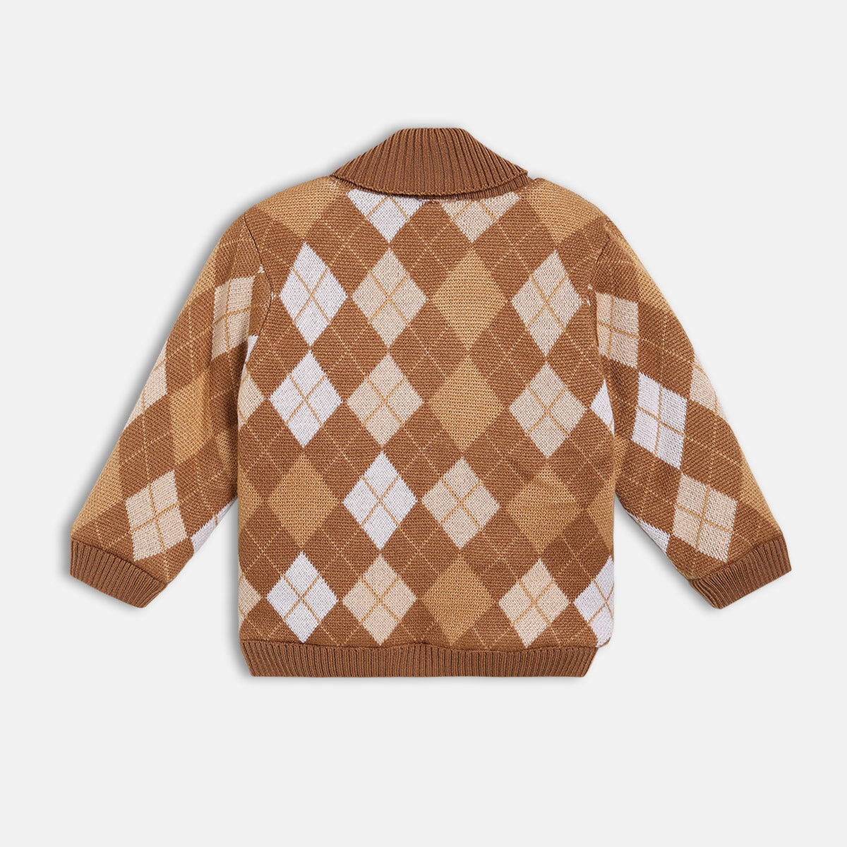 Boys Brown V-Neck Full Sleeve Sweater