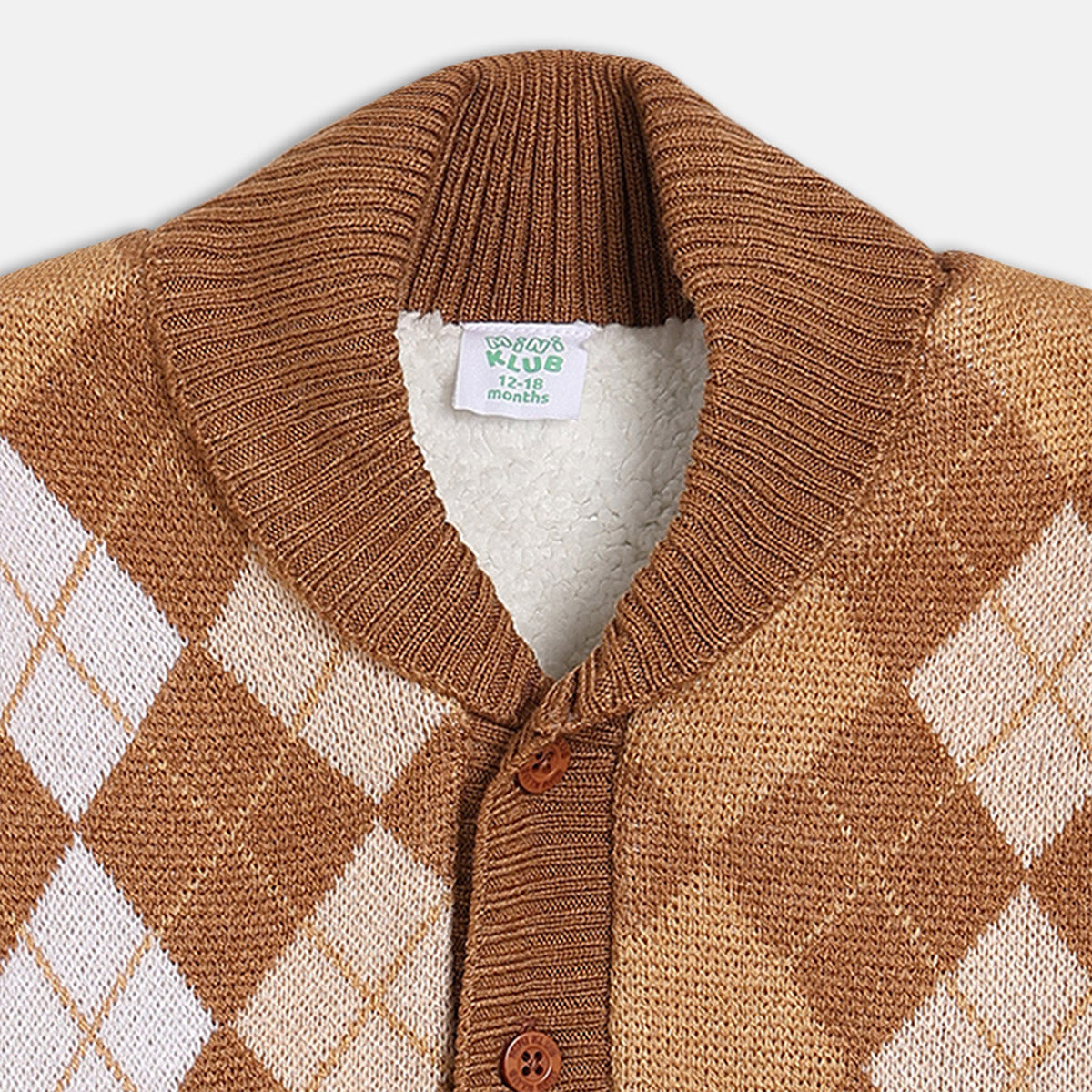 Boys Brown V-Neck Full Sleeve Sweater