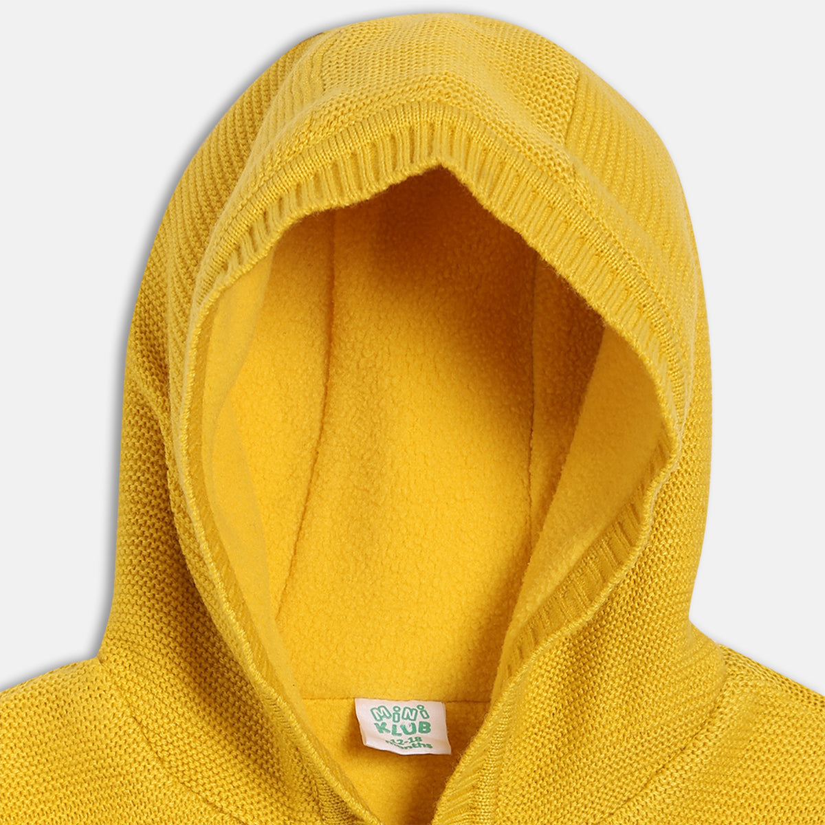 Boys Hooded Full Sleeve Sweater Yellow