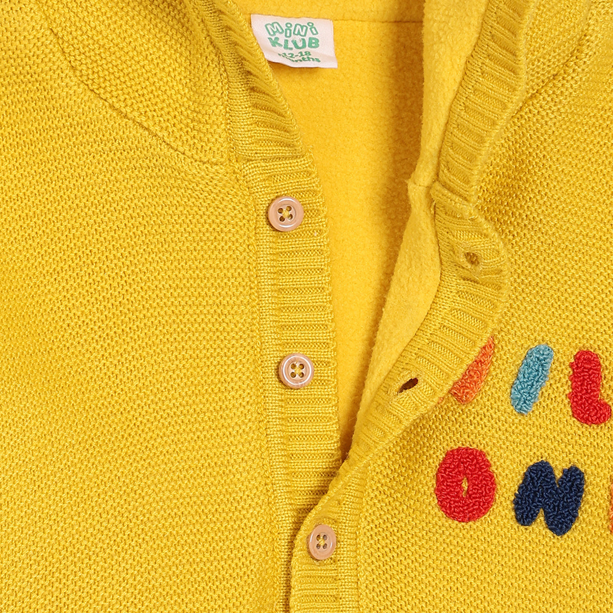 Boys Hooded Full Sleeve Sweater Yellow