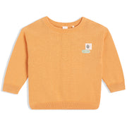 Boys Orange Round Neck Full Sleeve Sweater