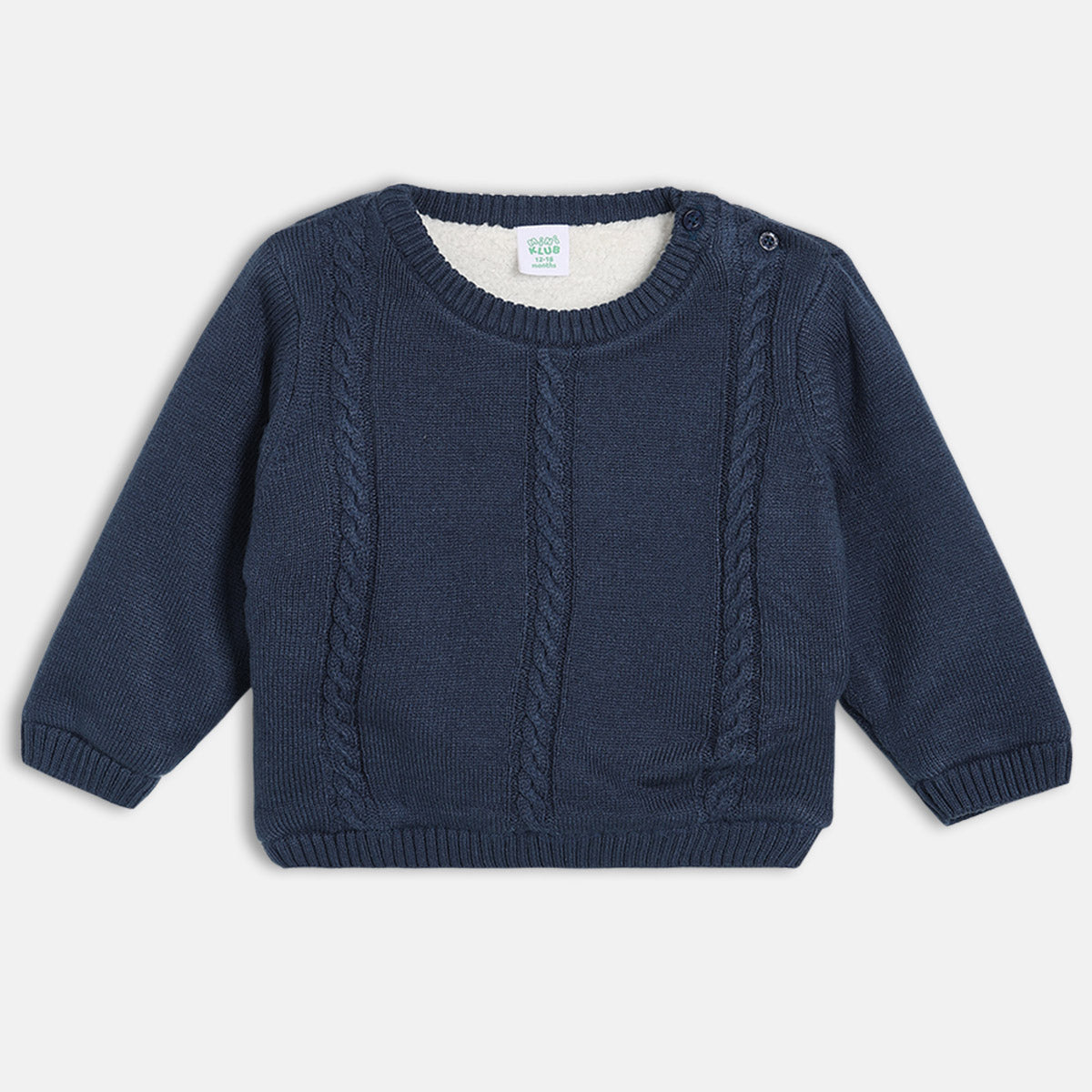 Boys Navy Round Neck Full Sleeve Sweater