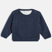 Boys Navy Round Neck Full Sleeve Sweater