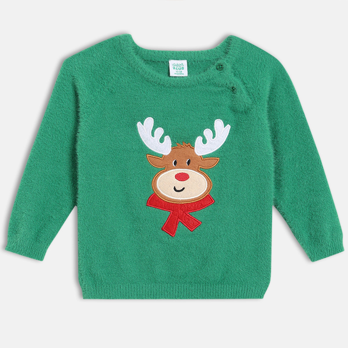 Boys Round Neck Full Sleeve Sweater - Green