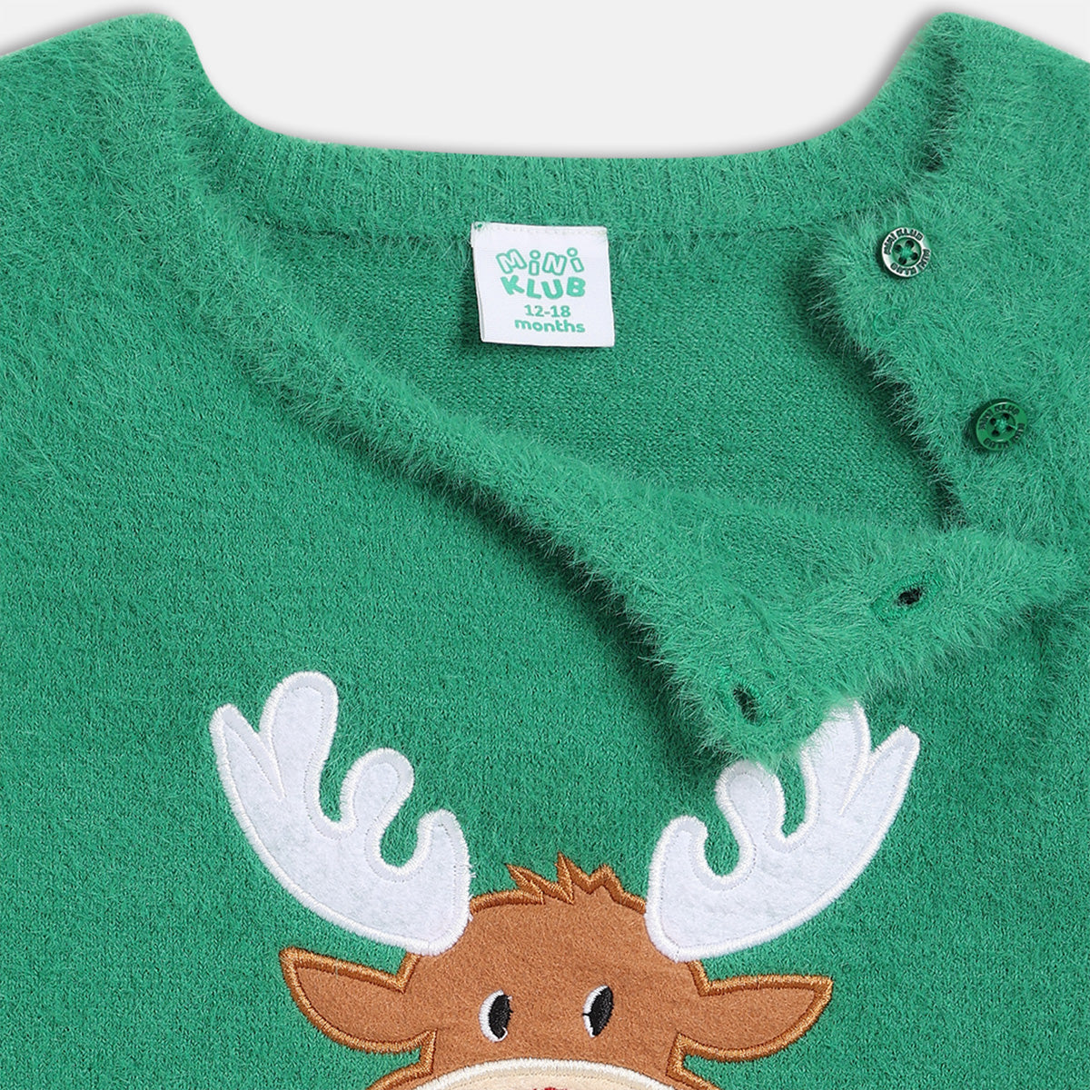 Boys Round Neck Full Sleeve Sweater - Green