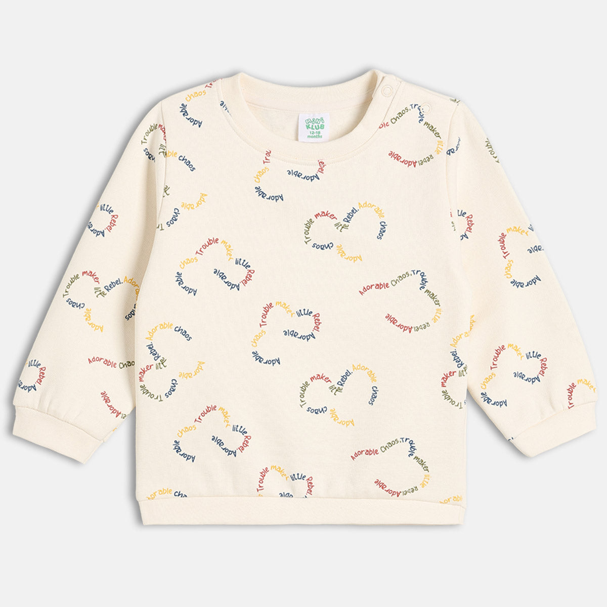 Boys Cotton Full Sleeve Text Printed Clothing Set - White