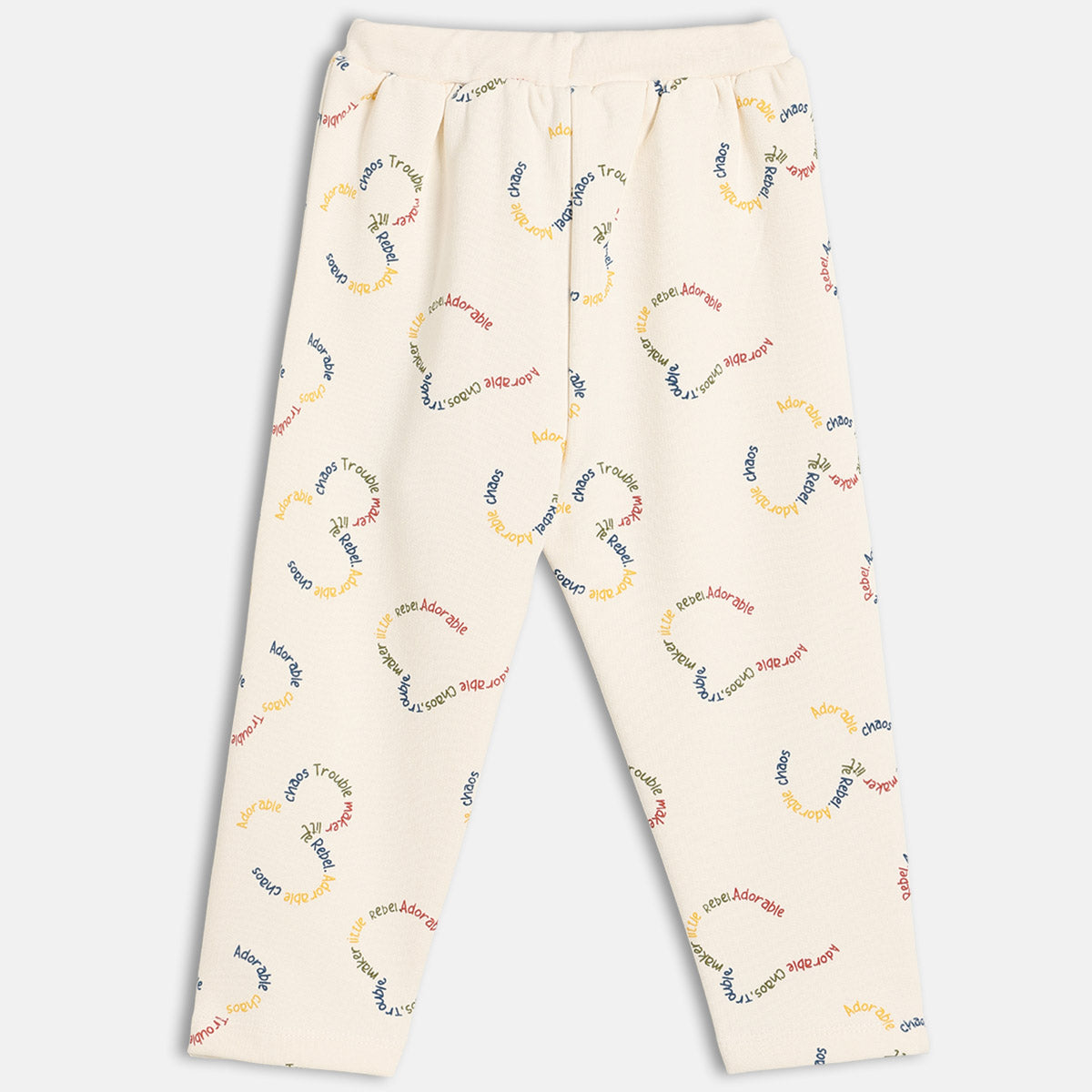 Boys Cotton Full Sleeve Text Printed Clothing Set - White