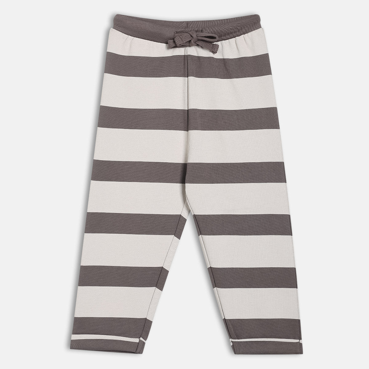 Boys Grey Round Neck Full Length Top And Bottom