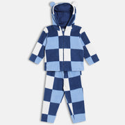 Boys Cotton Checks printed Top And Bottom - Blue
