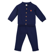 Navy Blue Baby Boys V-Neck Full Sleeve Top And Bottom