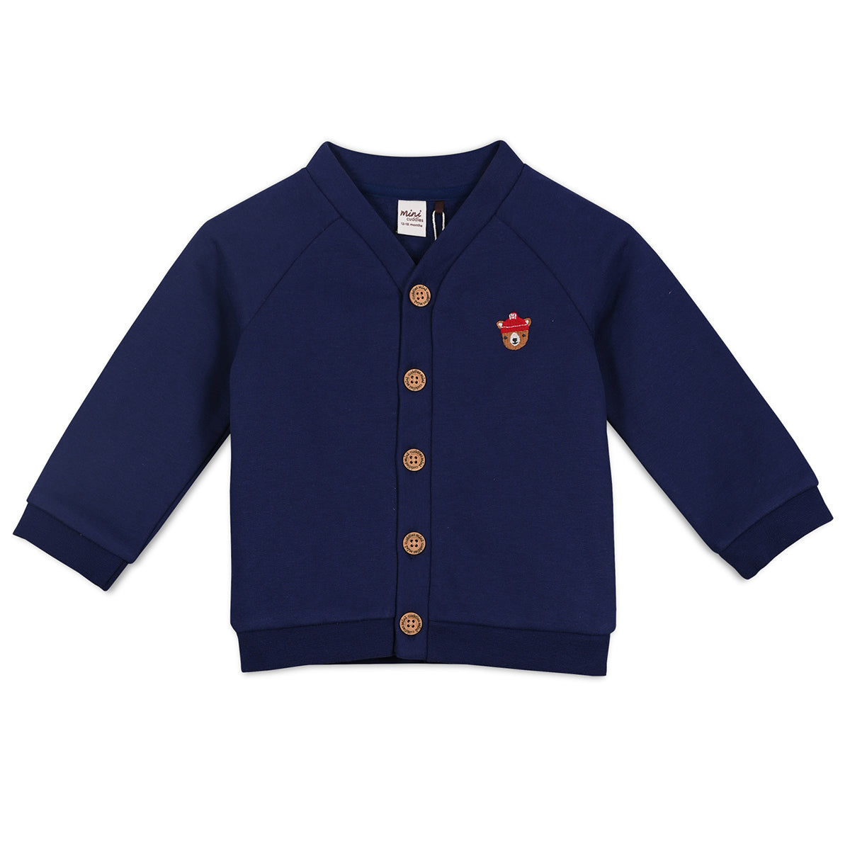 Navy Blue Baby Boys V-Neck Full Sleeve Top And Bottom