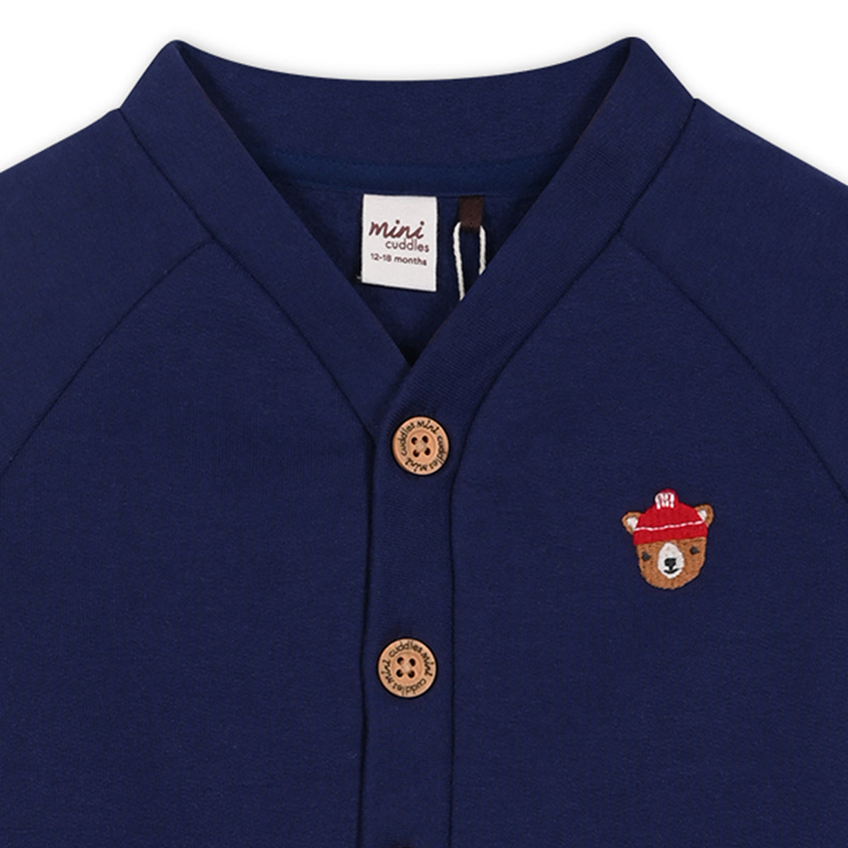 Navy Blue Baby Boys V-Neck Full Sleeve Top And Bottom