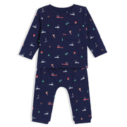 Boys Navy Blue Round Neck Full Sleeve Top And Bottom
