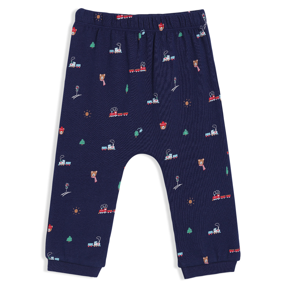 Boys Navy Blue Round Neck Full Sleeve Top And Bottom