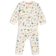Boys White Round Neck Full Length Top And Bottom
