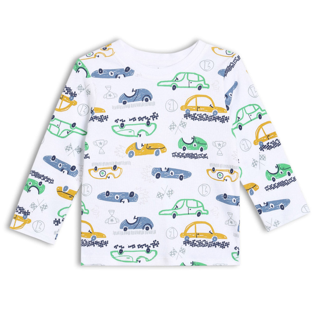 Baby Boys Car Printed Dungree Set, Multicolor