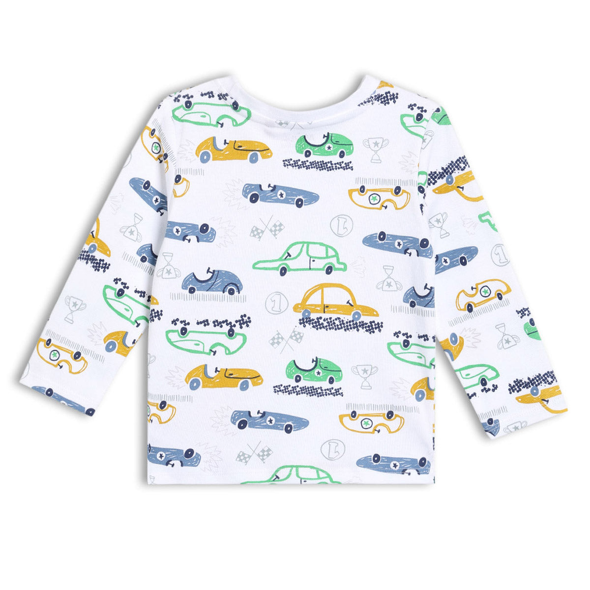 Baby Boys Car Printed Dungree Set, Multicolor