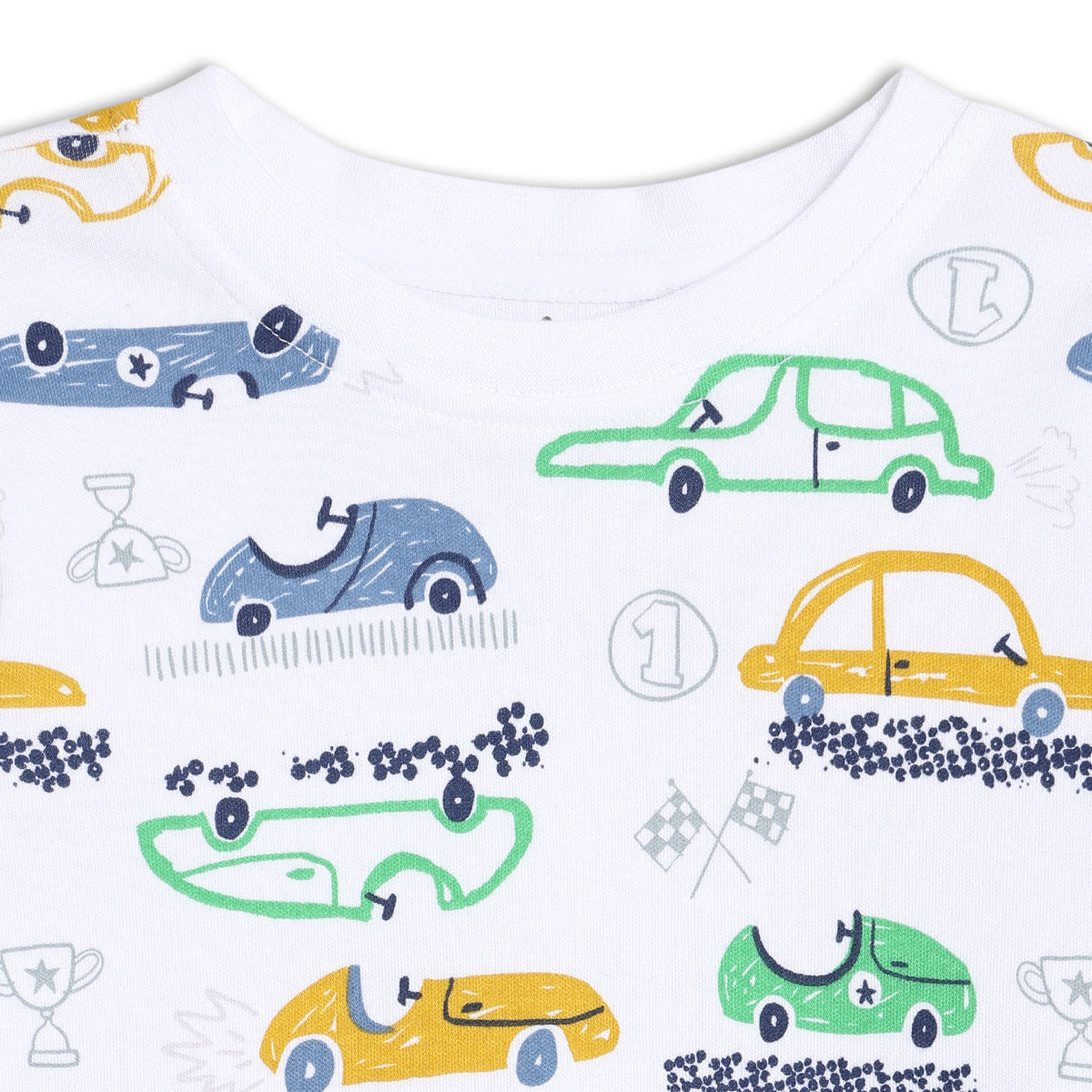 Baby Boys Car Printed Dungree Set, Multicolor