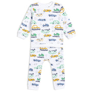 Boys White Round Neck Full Length Top And Bottom